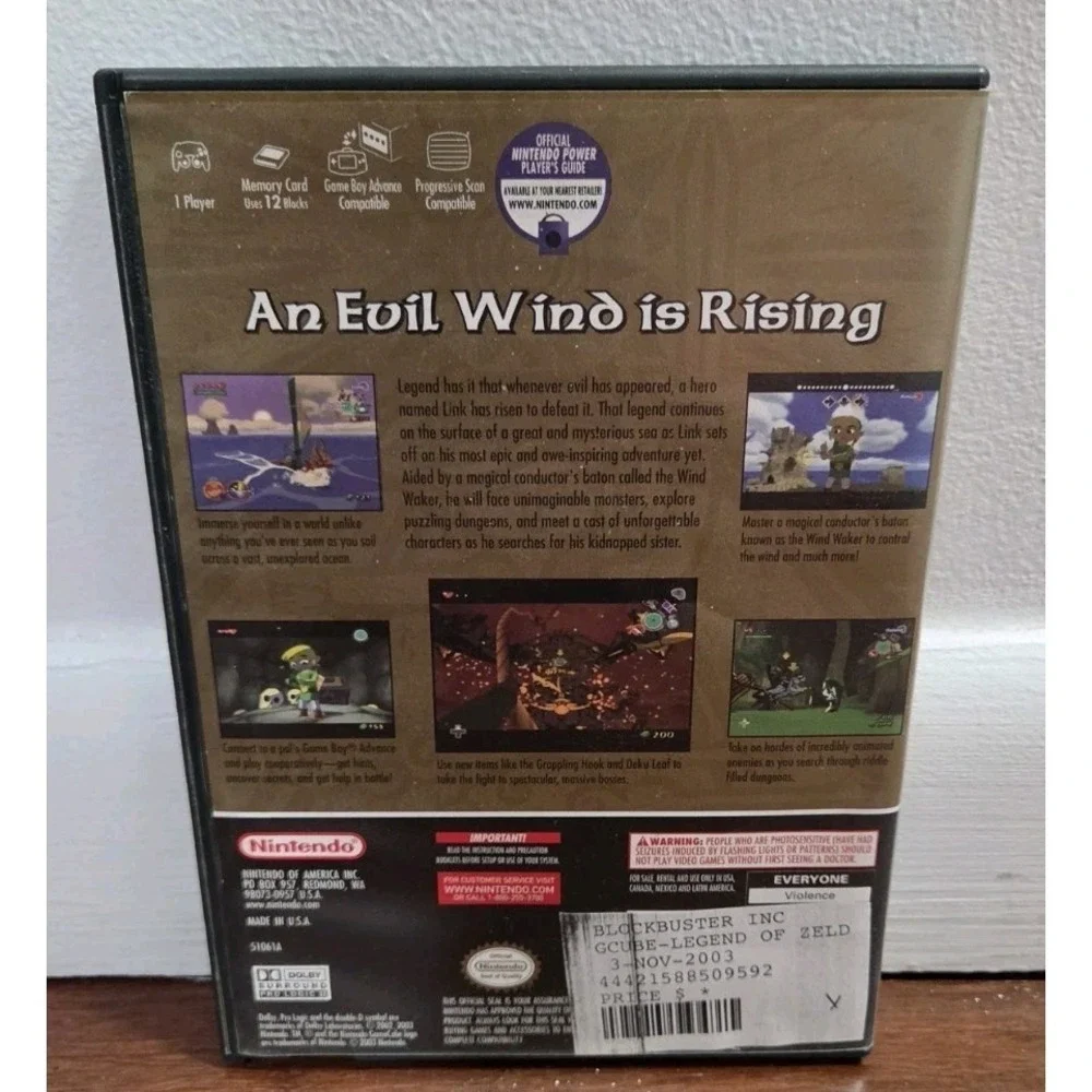 2003 GAMECUBE THE LEGEND OF ZELDA the Wind Walker Nintendo Game missing manual